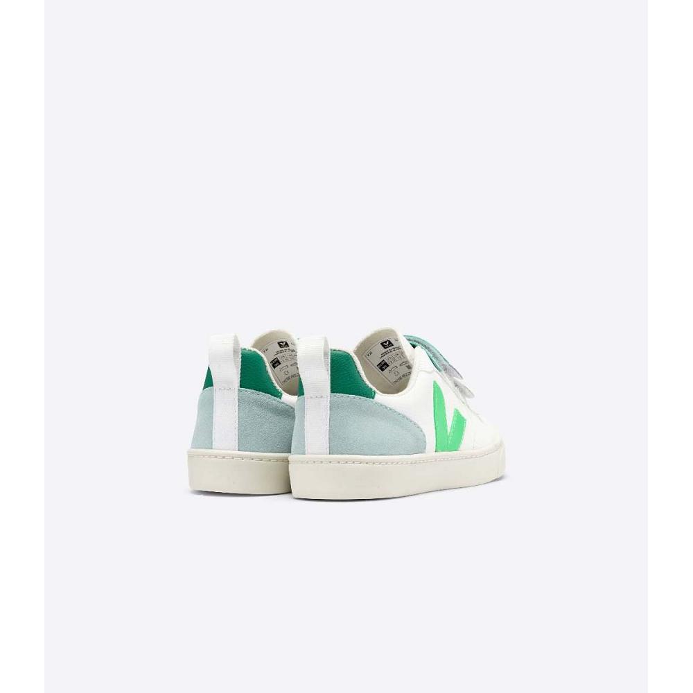 Veja V-10 CHROMEFREE Kids' Sneakers White/Green | NZ 846NWY